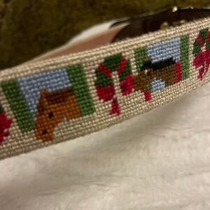 Equestrian Needlepoint Belt Size 32 Leather Custom Hand-Stitched  Horses